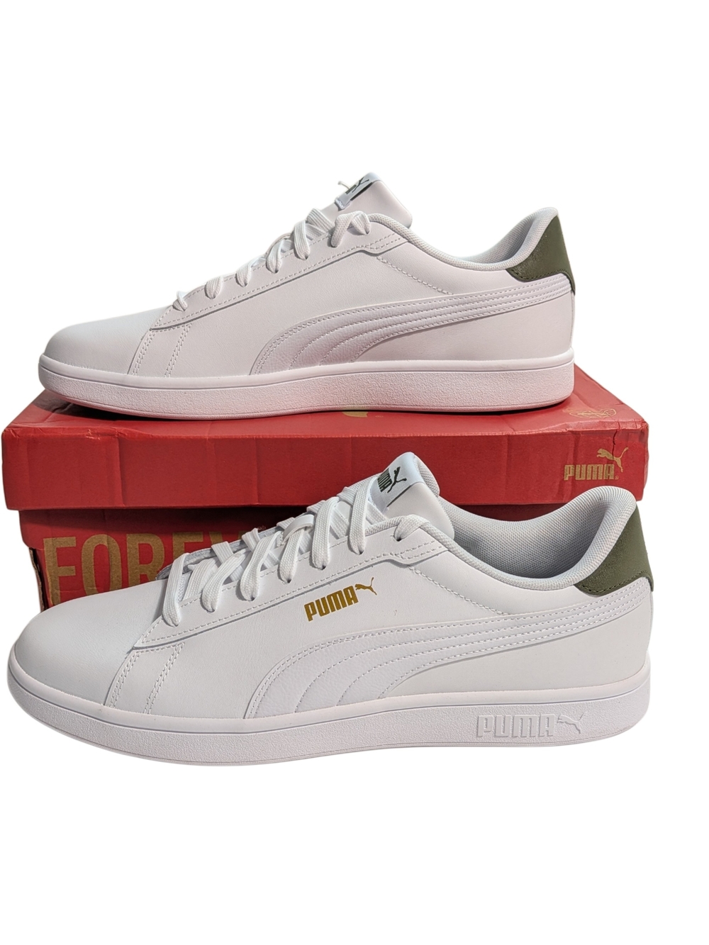 PUMA Ace Court Mens 12 White Green Gold Sneakers 406570-01